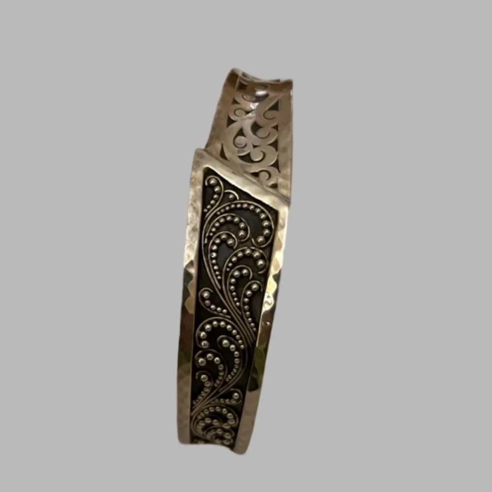 Vintage Sterling Silver Cuff Bracelet have Granulated Details Retired Lois Hill - Picture 2 of 15